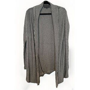 Anthropologie Black & White Stripe Open Front Sweater Sunday In Brooklyn Small